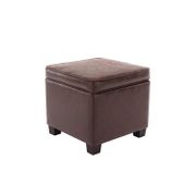 Faux Leather Storage Ottoman with Lift-off Lid - Dark Brown